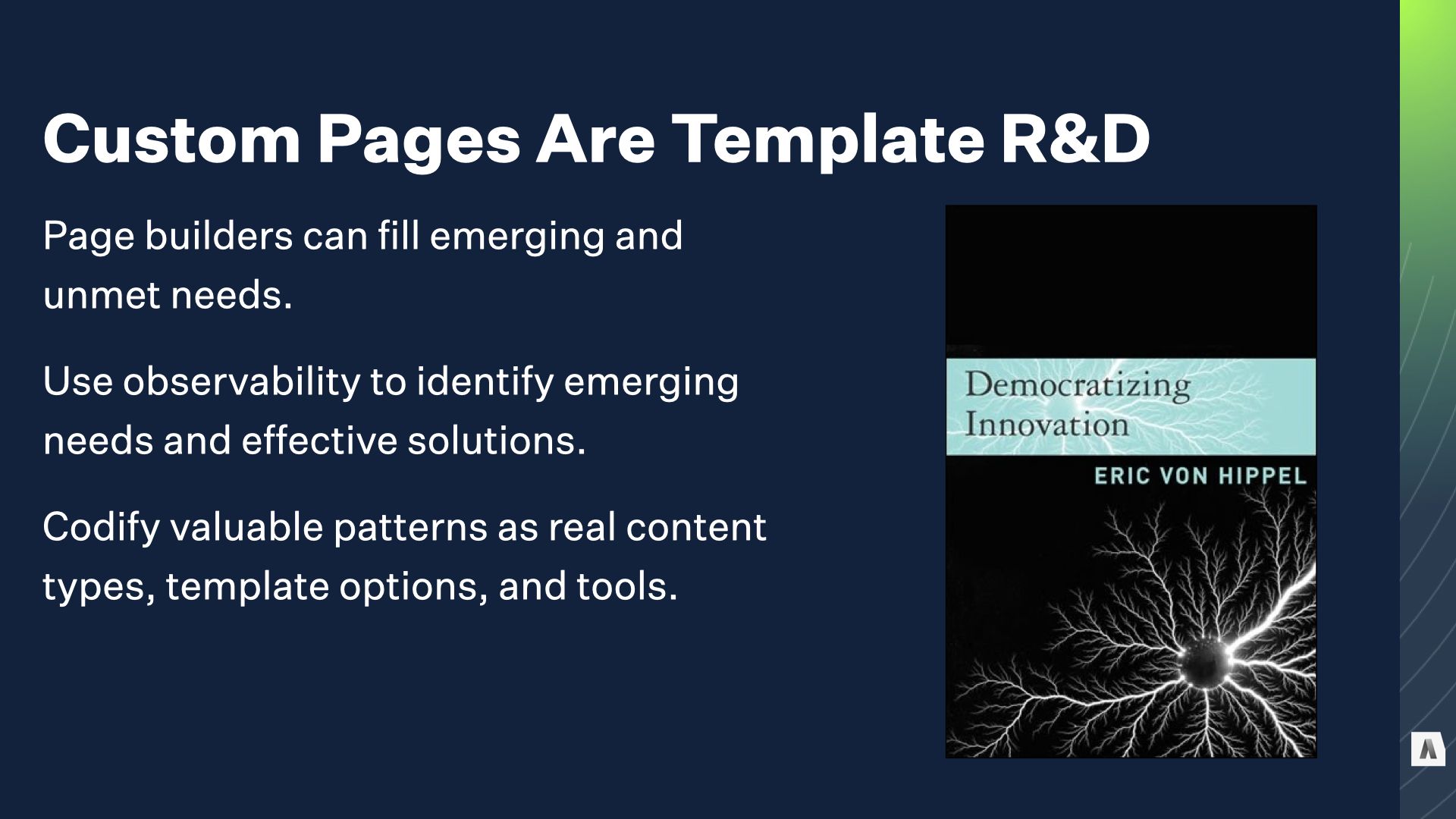 Custom pages are template R&D