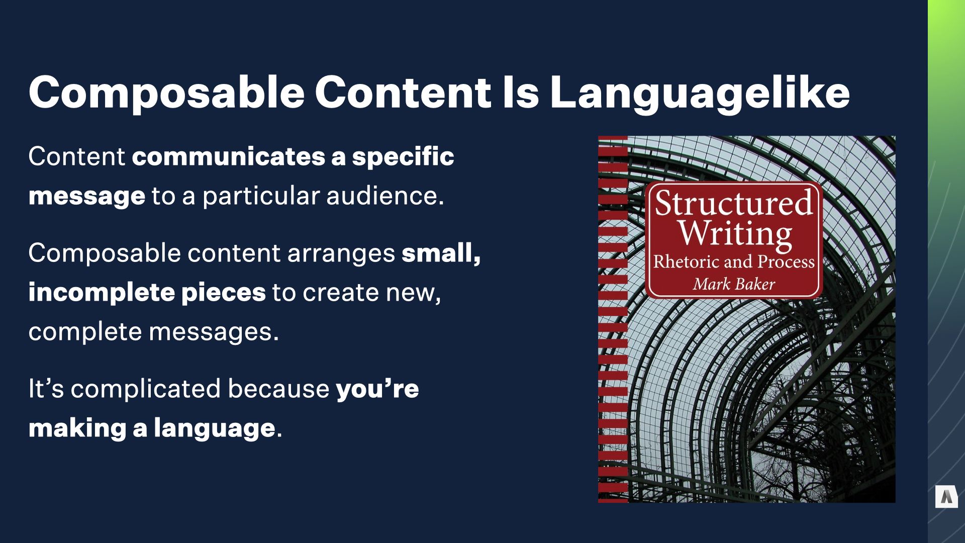 Composable content is languagelike