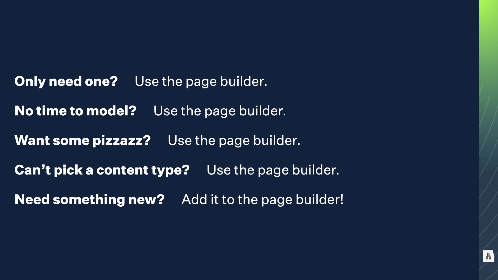 Use the page builder!